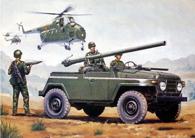 1/35 Chinese BJ212A  jeep w/105mm Type 75 Recoille